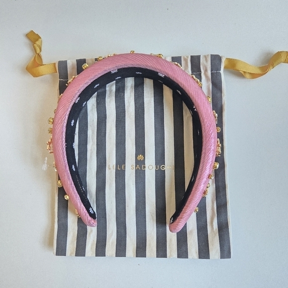 New Lele Sadoughi Zodiac Libra Alice Hand Embellished Rose Gold Lurex Headband main image 7